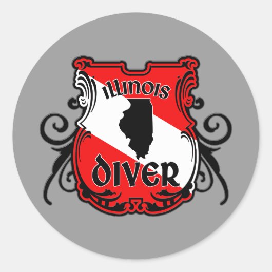 Illinois Diver Ronde Sticker (Voorkant)
