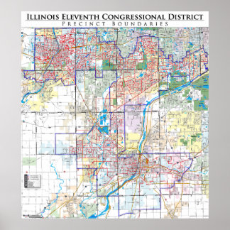 Illinois Eleventh Cong. Nauwkeurige kaart (IL-11) Poster