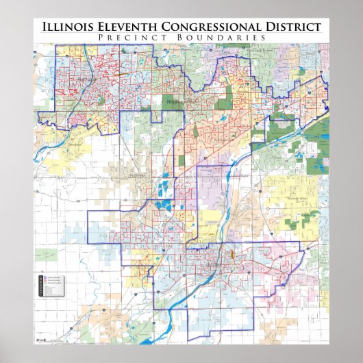 Illinois Eleventh Cong. Nauwkeurige kaart (IL-11) Poster (Voorkant)