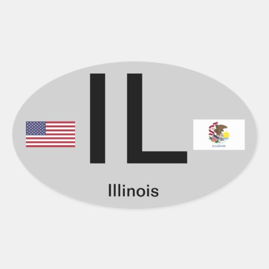 Illinois* Euro-stijl ovale Sticker (Voorkant)