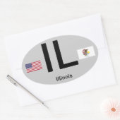 Illinois* Euro-stijl ovale Sticker (Envelop)
