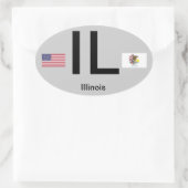Illinois* Euro-stijl ovale Sticker (Tas)