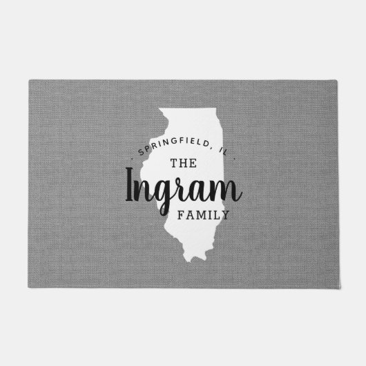 Illinois Familie Monogram Staat Doormat Deurmat (Voorkant)