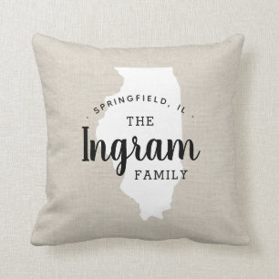 Illinois Family Monogram State Sierkussen