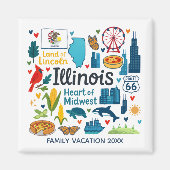 Illinois Family Trip Keepsake Custom Magneet (Voorkant)