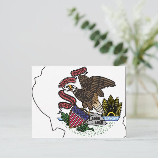 Illinois Flag Map Briefkaart (Staand voorkant)