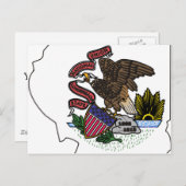 Illinois Flag Map Briefkaart (Voorkant / Achterkant)