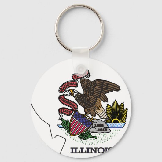 Illinois Flag Map Sleutelhanger (Voorkant)