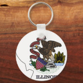 Illinois Flag Map Sleutelhanger (Voorkant)