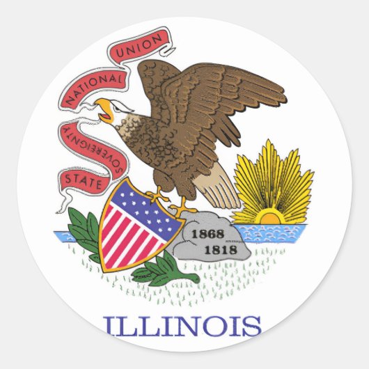Illinois Flag Ronde Sticker (Voorkant)