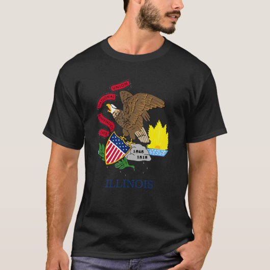 Illinois Flag State  Style T-shirt (Voorkant)