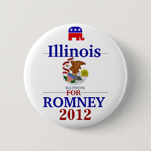 Illinois for Romney 2012 Ronde Button 5,7 Cm