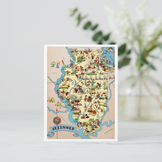 Illinois Funny Map Briefkaart (Staand voorkant)
