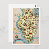 Illinois Funny  Map Briefkaart (Voorkant / Achterkant)
