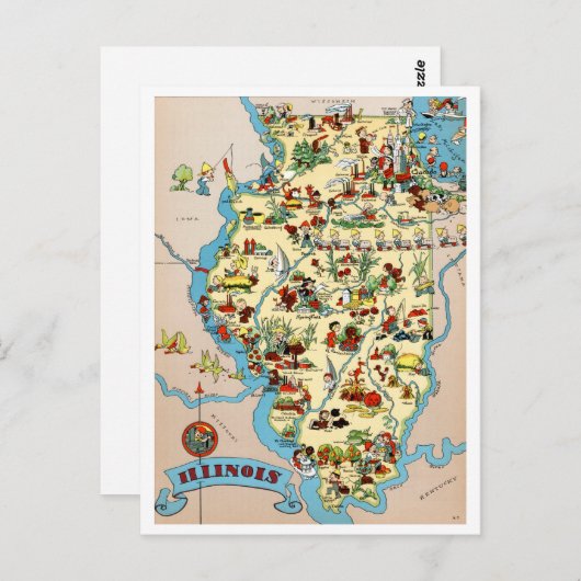Illinois Funny  Map Briefkaart (Voorkant / Achterkant)
