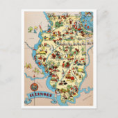 Illinois Funny  Map Briefkaart (Voorkant)