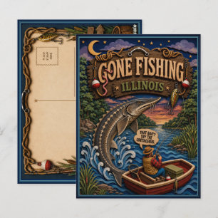 Illinois Gone Fishing Meersteur Briefkaart