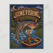 Illinois Gone Fishing Meersteur Briefkaart (Voorkant)