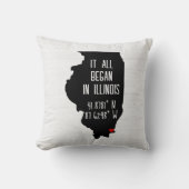 Illinois GPS-coördinaten met hart Kussen (Voorkant)