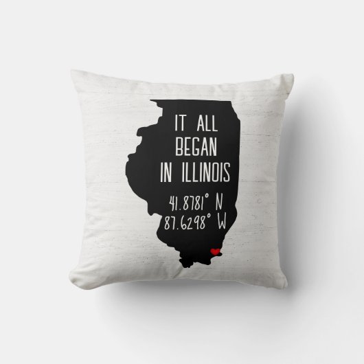Illinois GPS-coördinaten met hart Kussen (Voorkant)