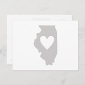 Illinois Gray Map Shaped Heart Illinoisan Love Briefkaart (Voorkant / Achterkant)