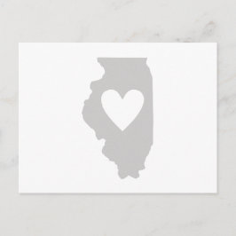 Illinois Gray Map Shaped Heart Illinoisan Love Briefkaart