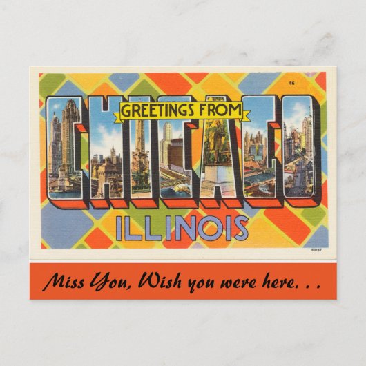 Illinois, Greetings uit Chicago Briefkaart (Voorkant)
