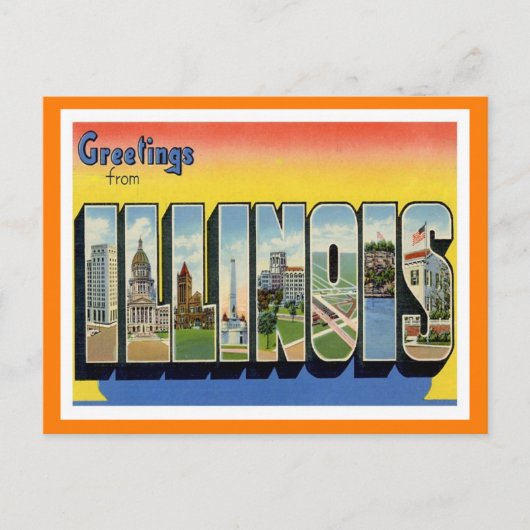 Illinois Greetings uit de Verenigde Staten Briefkaart (Voorkant)