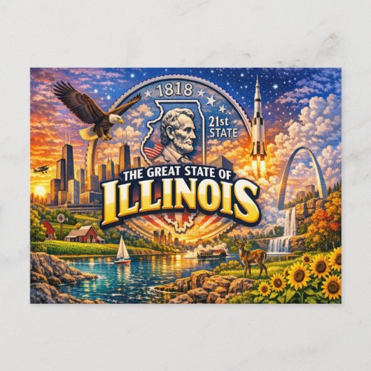 Illinois Groet Ansichtkaart Briefkaart (Voorkant)