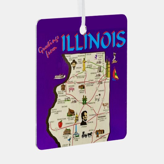  Illinois Groeten Metalen Ornament (Voorkant Rechts)