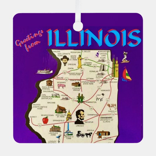  Illinois Groeten Metalen Ornament (Voorkant)