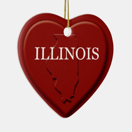 Illinois Heart Map kerstversiering Keramisch Ornament (Rechts)