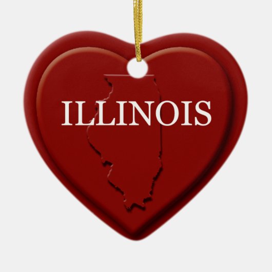 Illinois Heart Map kerstversiering Keramisch Ornament (Voorkant)