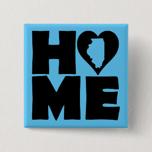 Illinois Home Heart State Knop Badge Speld Vierkante Button 5,1 Cm