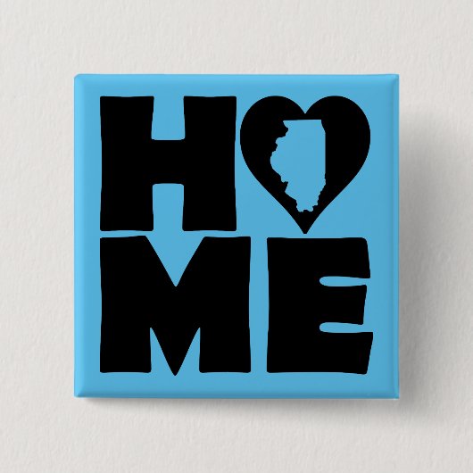 Illinois Home Heart State Knop Badge Speld Vierkante Button 5,1 Cm (Voorkant)