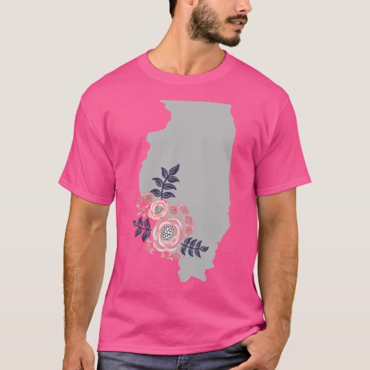 Illinois Home State Floral Bouquet T-shirt (Voorkant)