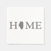 Illinois Home State Grey Word Art Paper Party Servet (Voorkant)