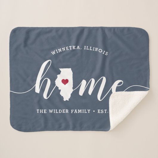 Illinois Home State Personalized Sherpa Deken (Voorkant (horizontaal))