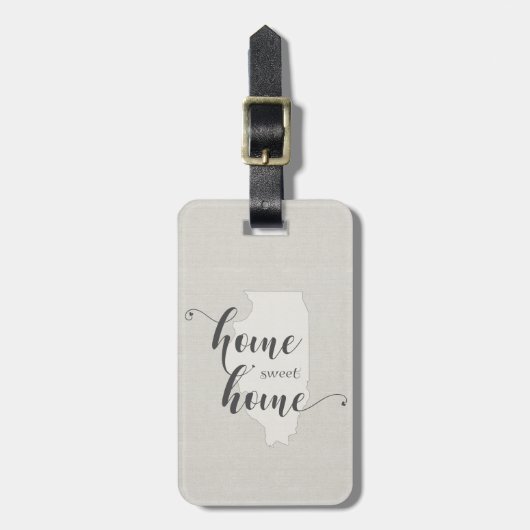 Illinois - Home Sweet Home Burlap-look Bagagelabel (Voorkant verticaal)