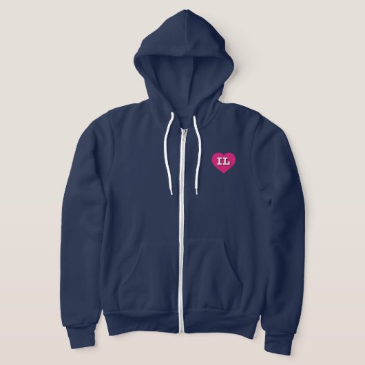 Illinois Hot Pink Heart - Ik hou van IL Hoodie (Laagn)
