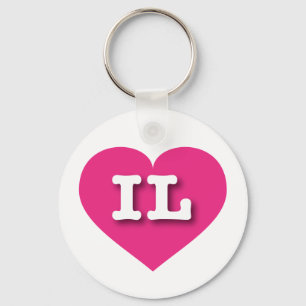Illinois Hot Pink Heart - Ik hou van IL Sleutelhanger