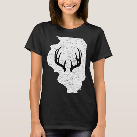 Illinois IL Deer Hunting Shed Antlers T-shirt (Voorkant)