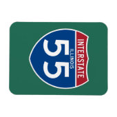Illinois IL I-55 Interstate Highway Shield - Magneet (Horizontaal)