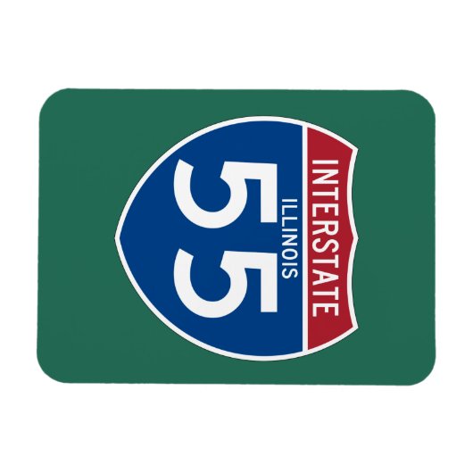 Illinois IL I-55 Interstate Highway Shield - Magneet (Horizontaal)