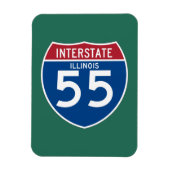 Illinois IL I-55 Interstate Highway Shield - Magneet (Verticaal)