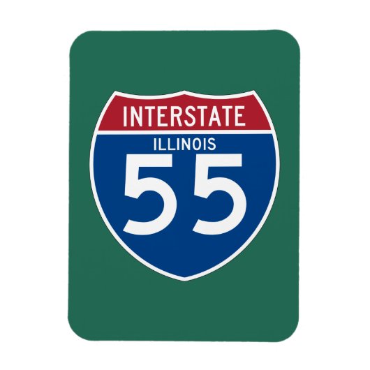 Illinois IL I-55 Interstate Highway Shield - Magneet (Verticaal)