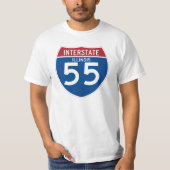 Illinois IL I-55 Interstate Highway Shield - T-shirt (Voorkant)