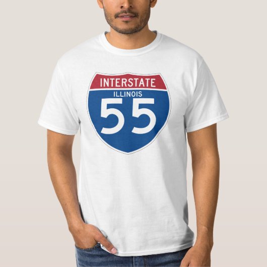 Illinois IL I-55 Interstate Highway Shield - T-shirt (Voorkant)
