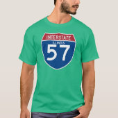 Illinois IL I-57 Interstate Highway Shield - T-shirt (Voorkant)