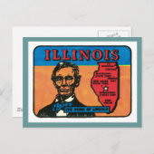 Illinois IL  State Label Briefkaart (Voorkant / Achterkant)